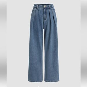 Cider Denim Blue Wide leg Pleated Jeans size medium